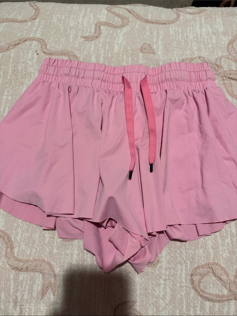 Girls Pink Elastic-Waist Athletic butterfly Shorts